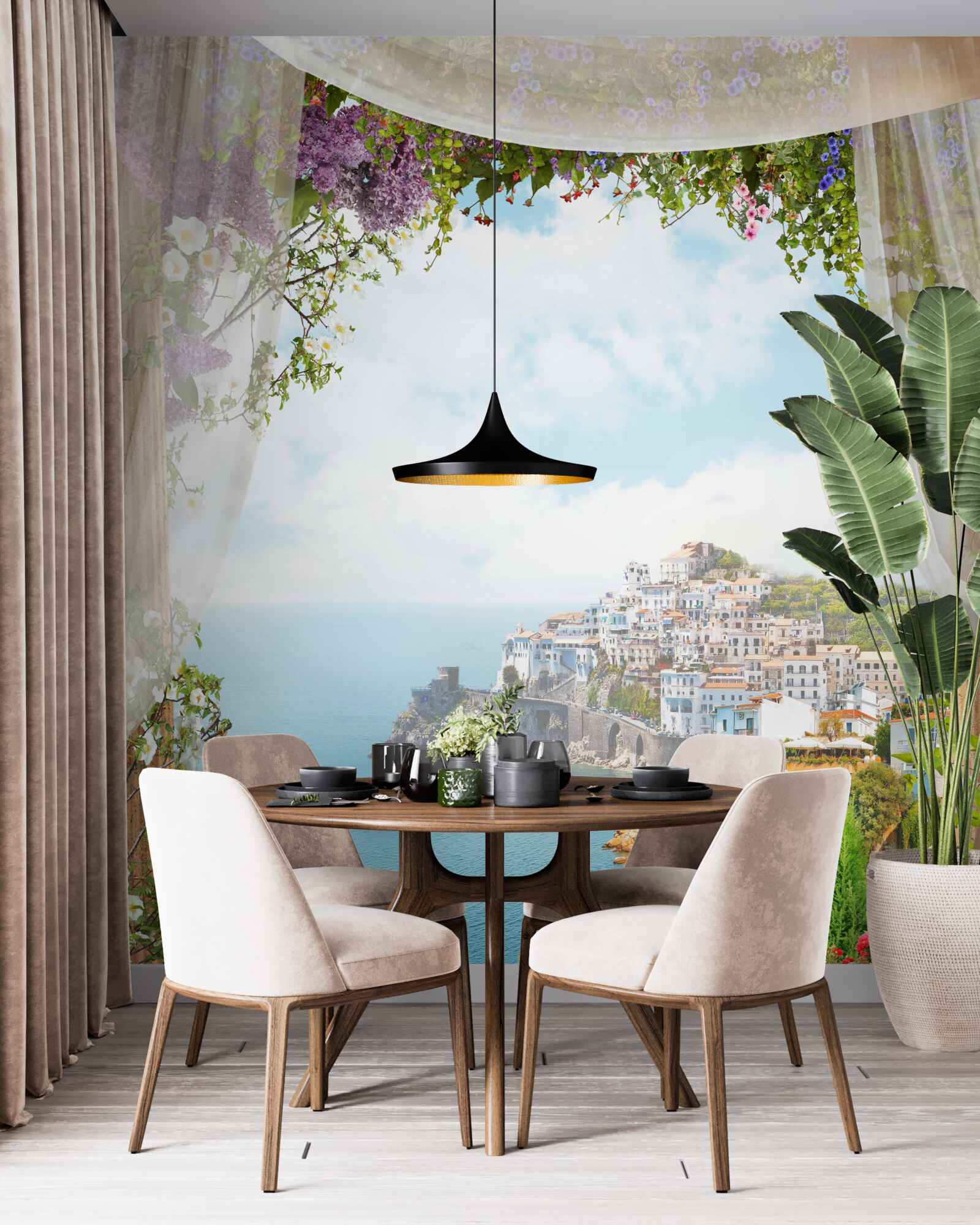 Papier peint un paysage marin et urbain à couper le souffle