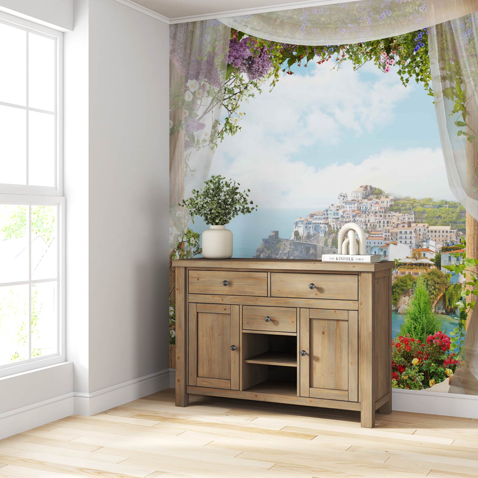 Papier peint un paysage marin et urbain à couper le souffle