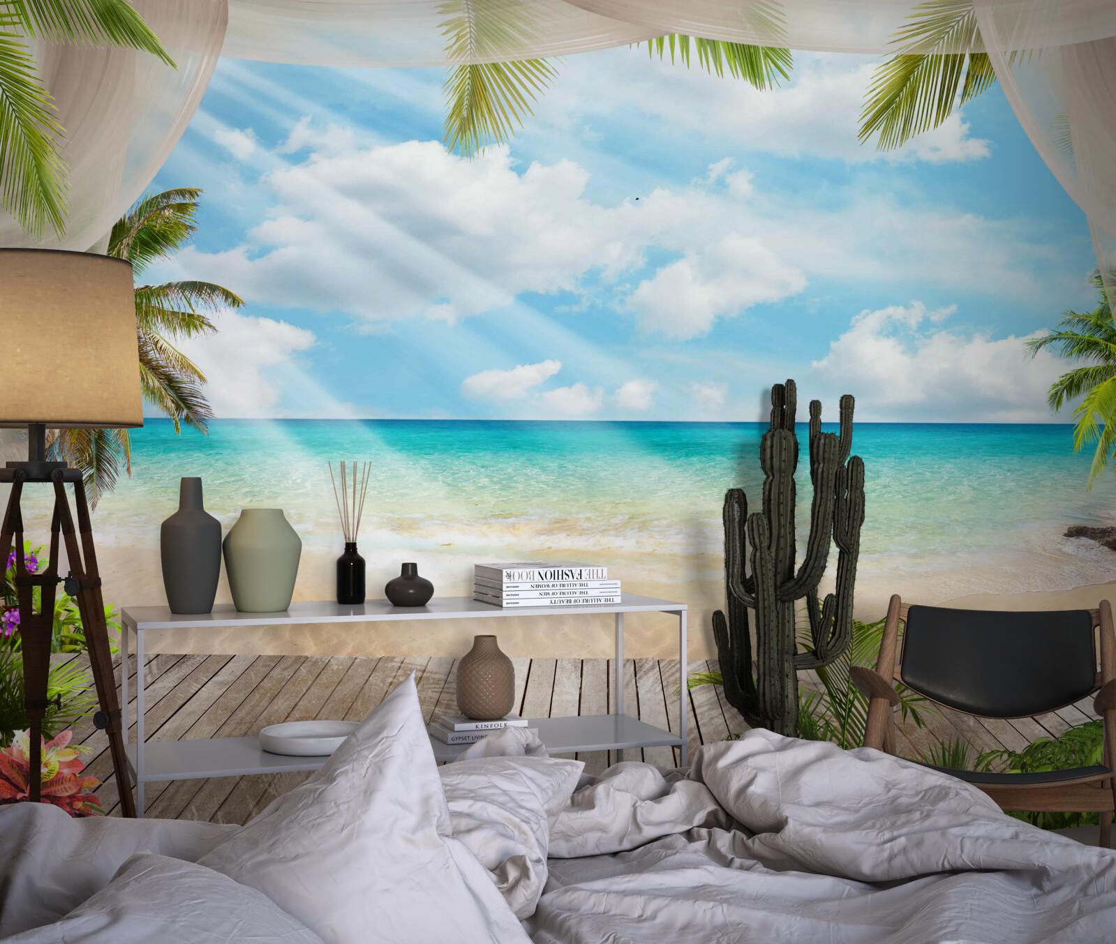 Papier peint le chemin de l'océan à travers le voile