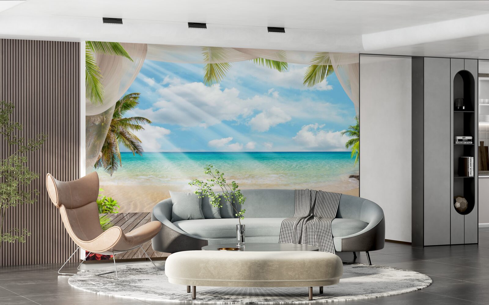 Papier peint le chemin de l'océan à travers le voile