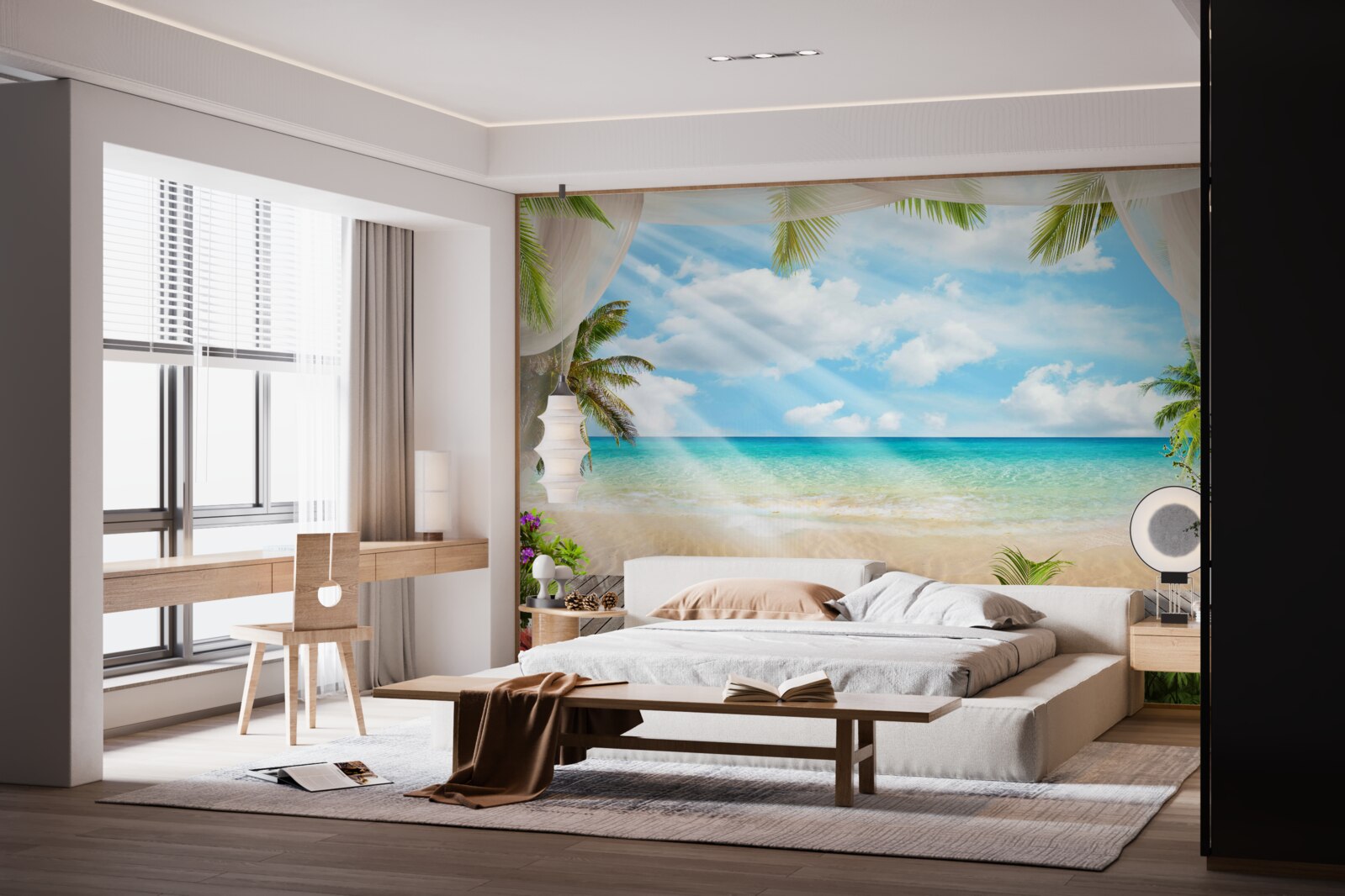 Papier peint le chemin de l'océan à travers le voile