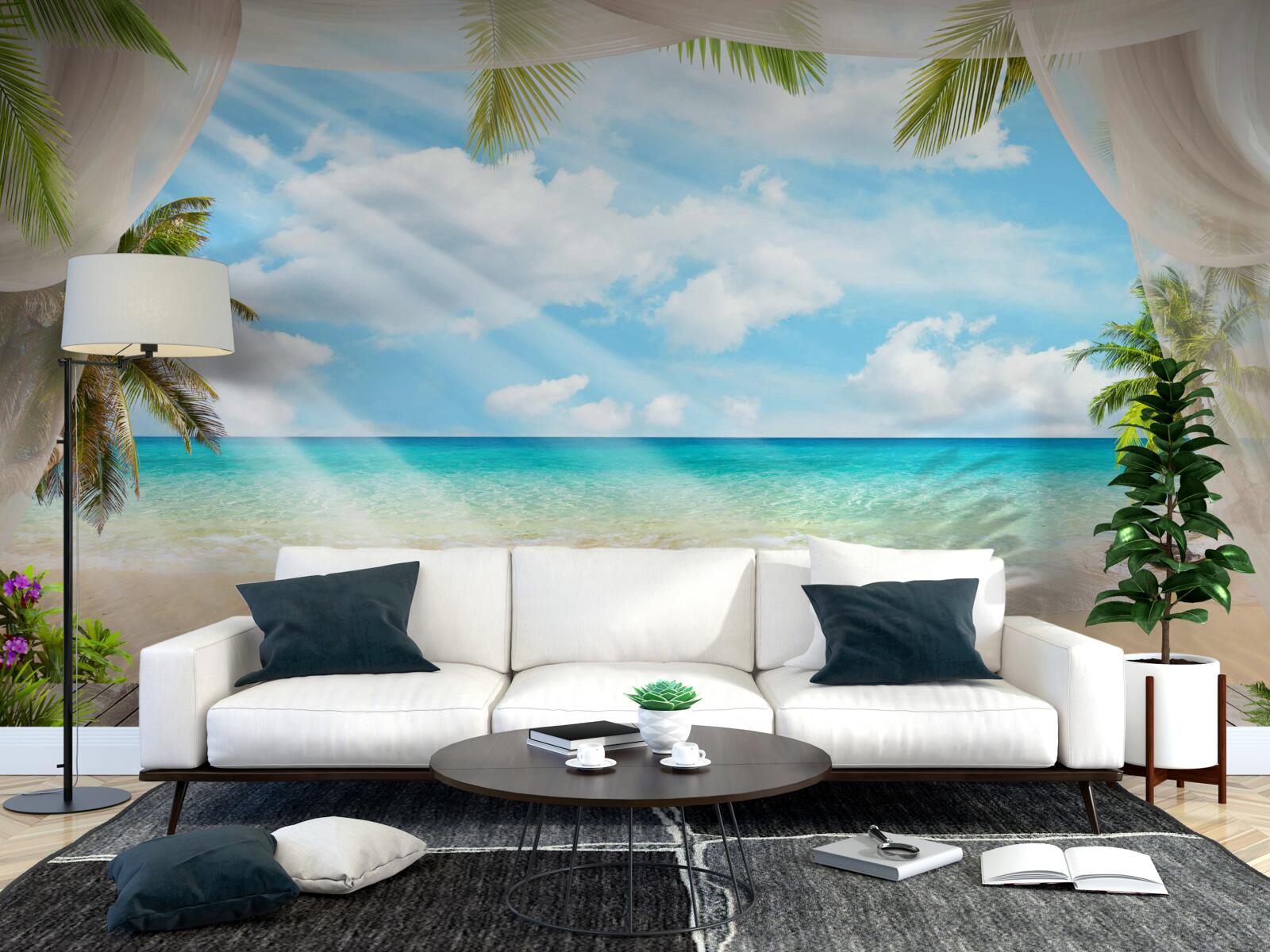 Papier peint le chemin de l'océan à travers le voile