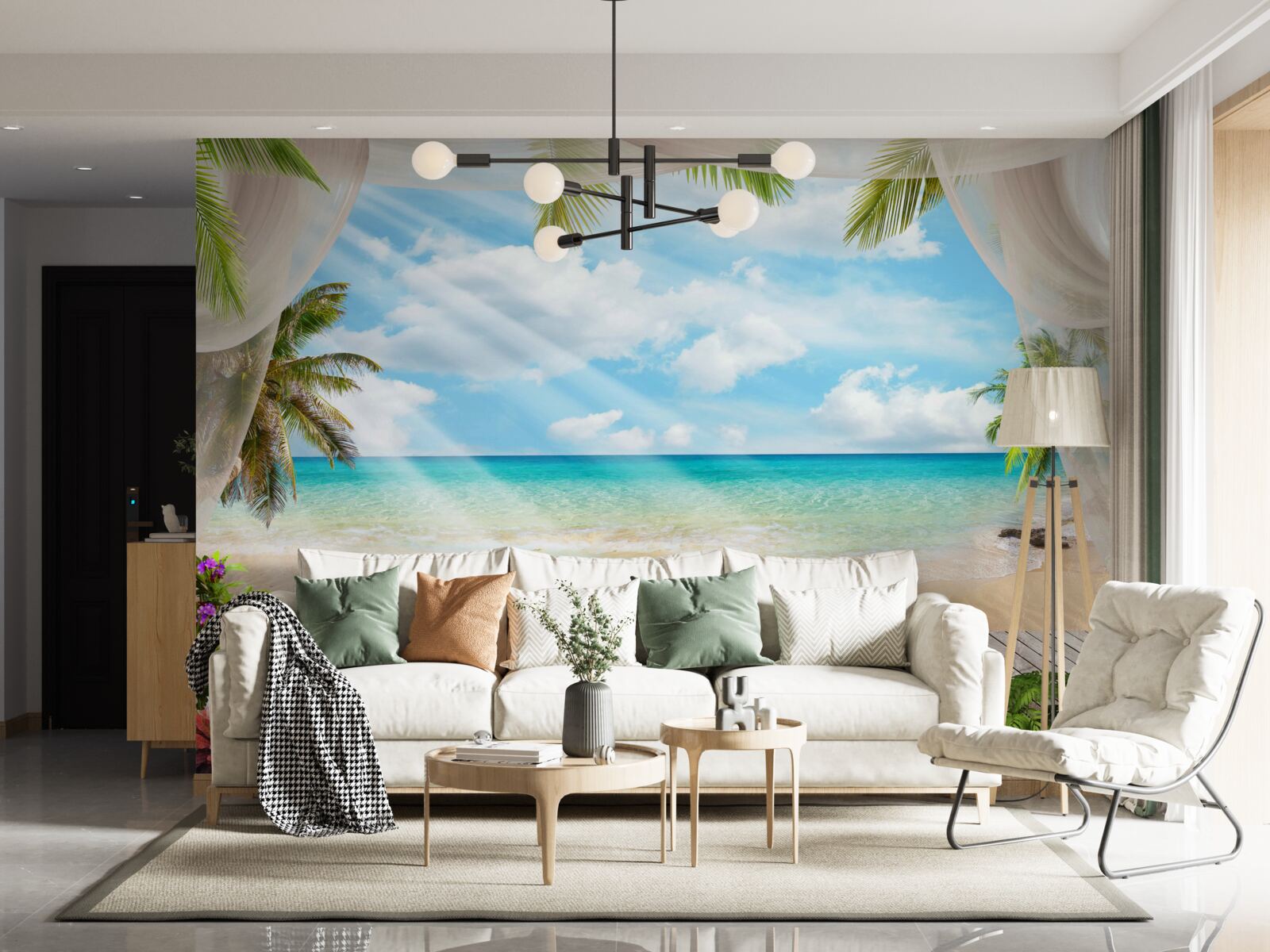 Papier peint le chemin de l'océan à travers le voile