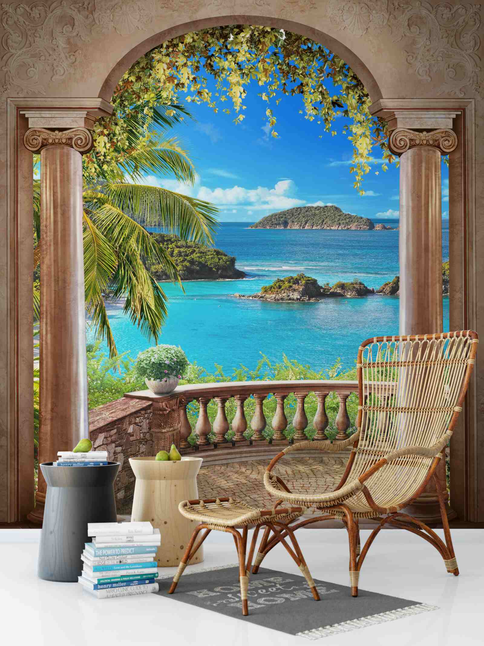 Papier peint balcon avec une vue à couper le souffle