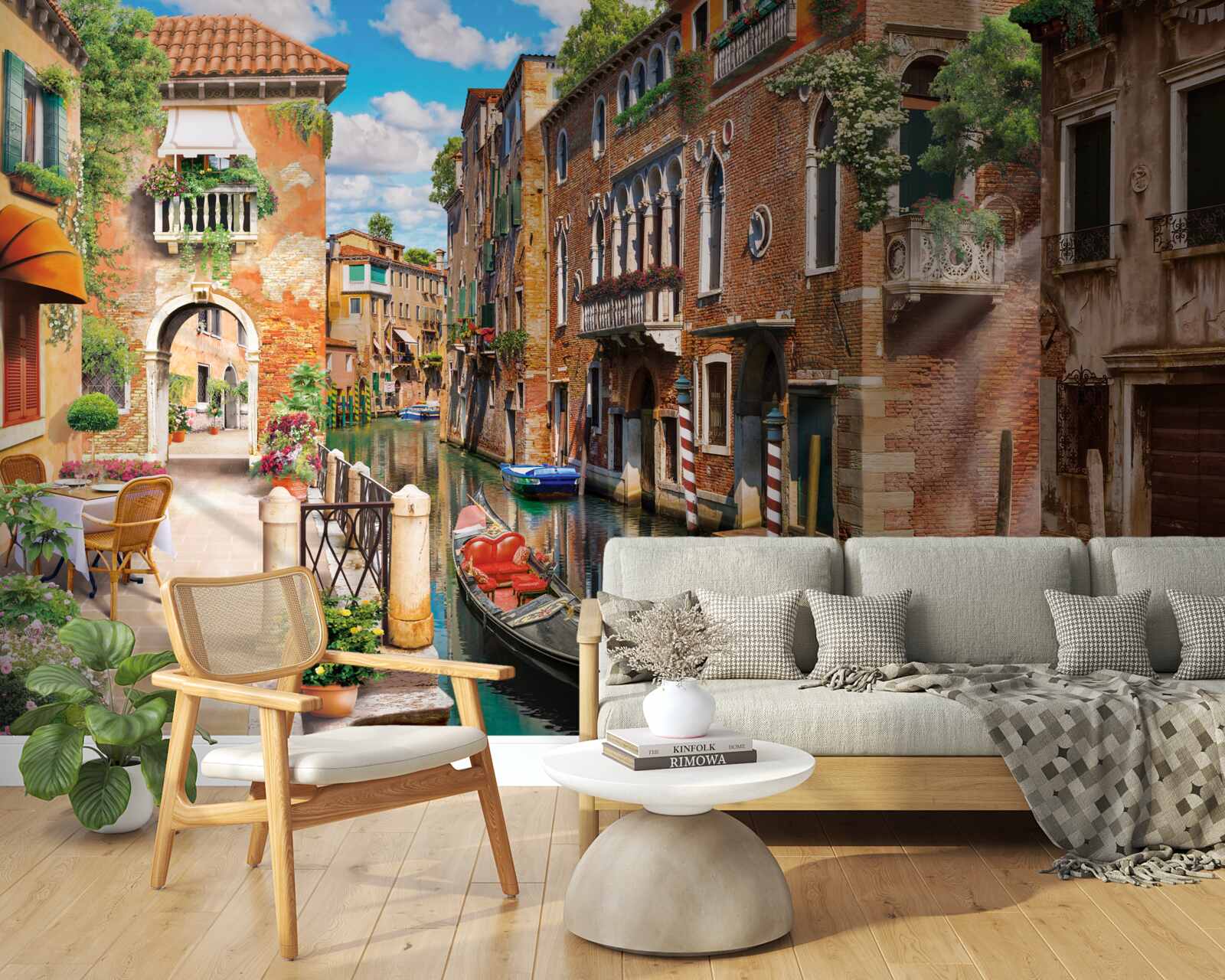 Papier peint gondole laissée dans un parking à venise