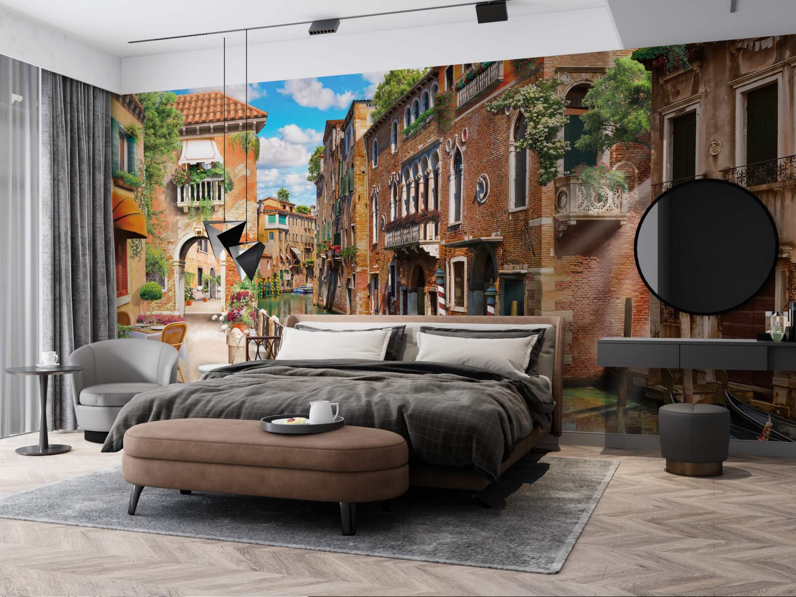 Papier peint gondole laissée dans un parking à venise