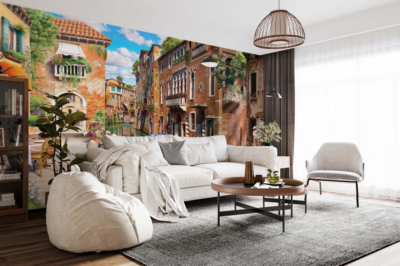 Papier peint gondole laissée dans un parking à venise