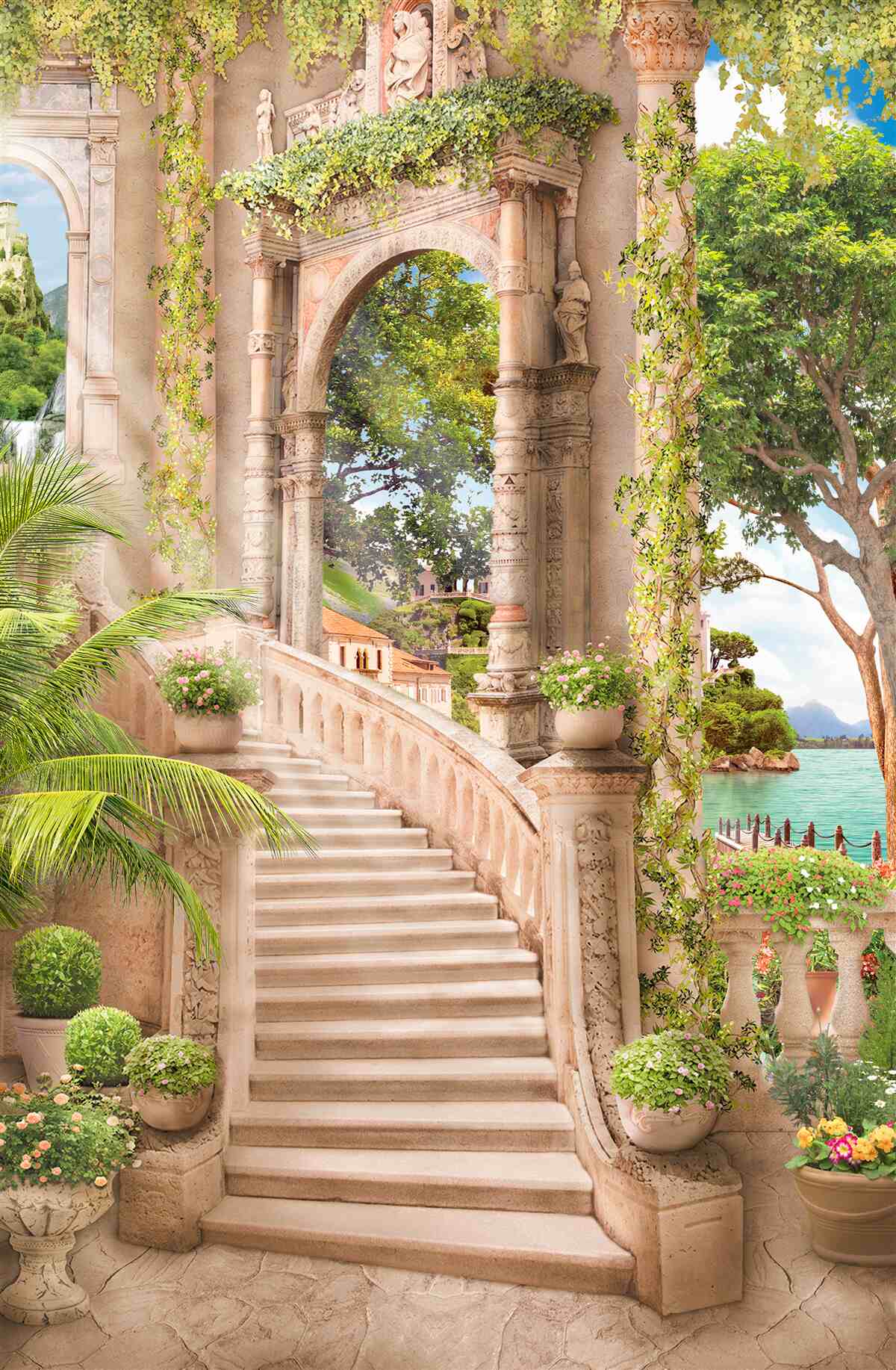 Papier peint bel escalier