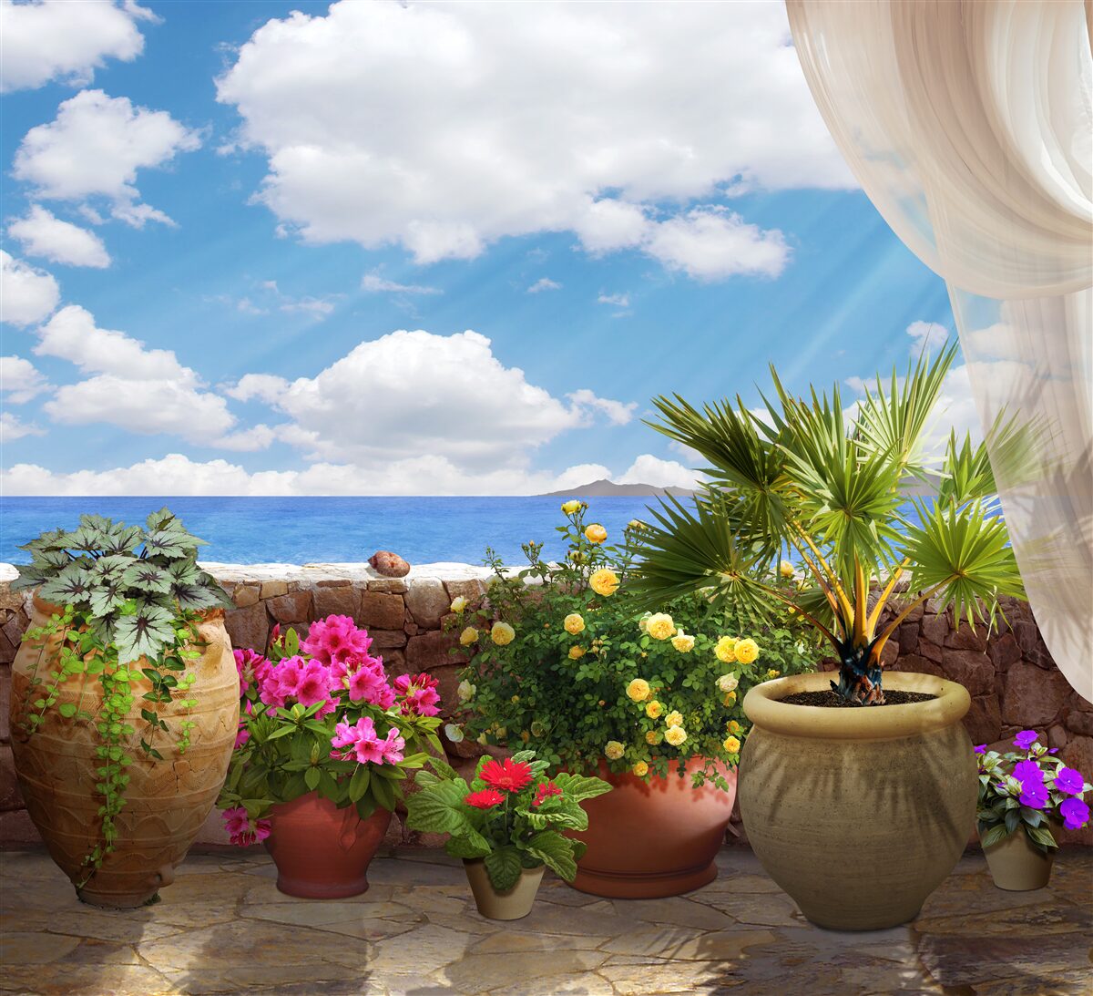 Papier peint balcon en pot