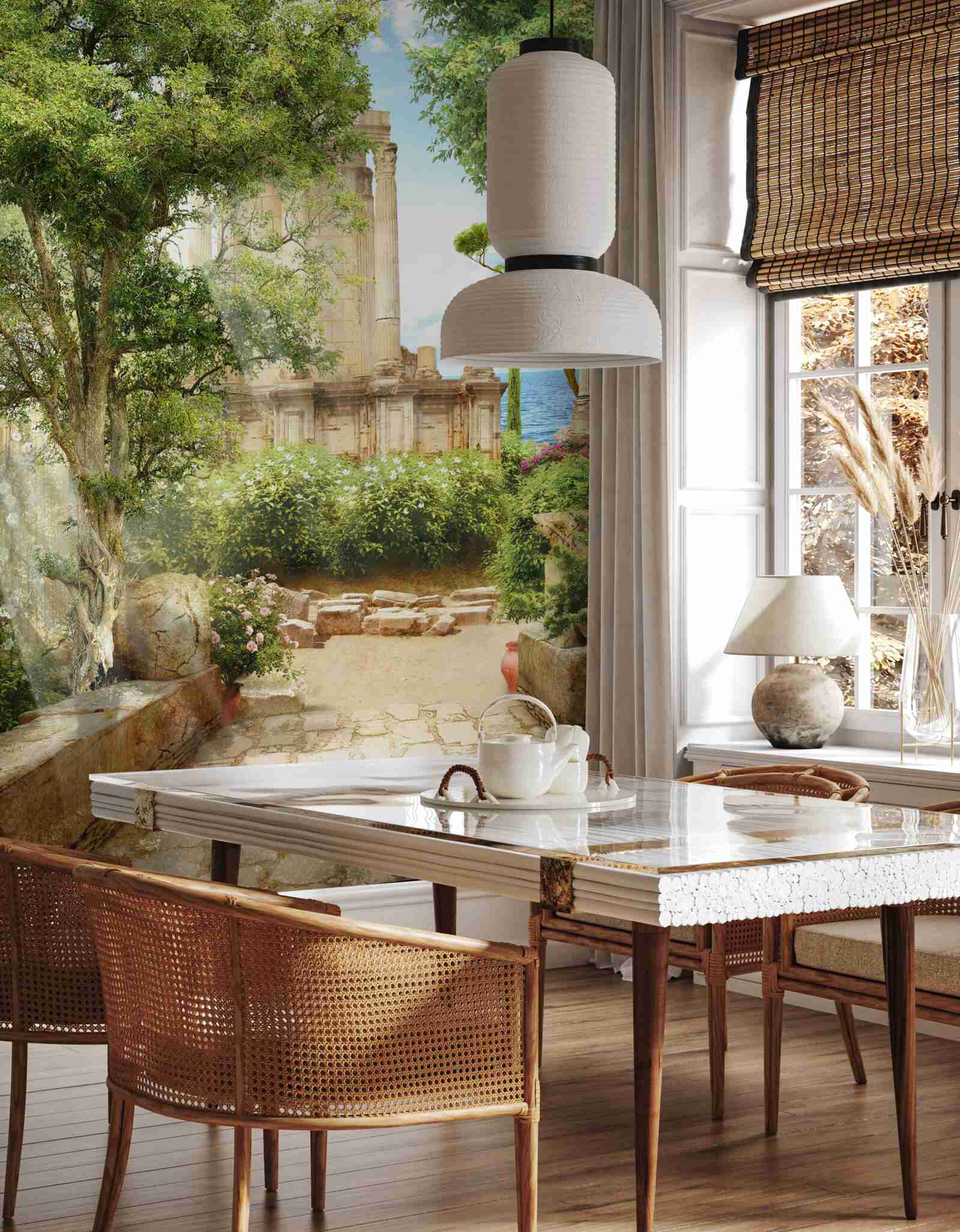 Papier peint les anciens jardins de la Méditerranée