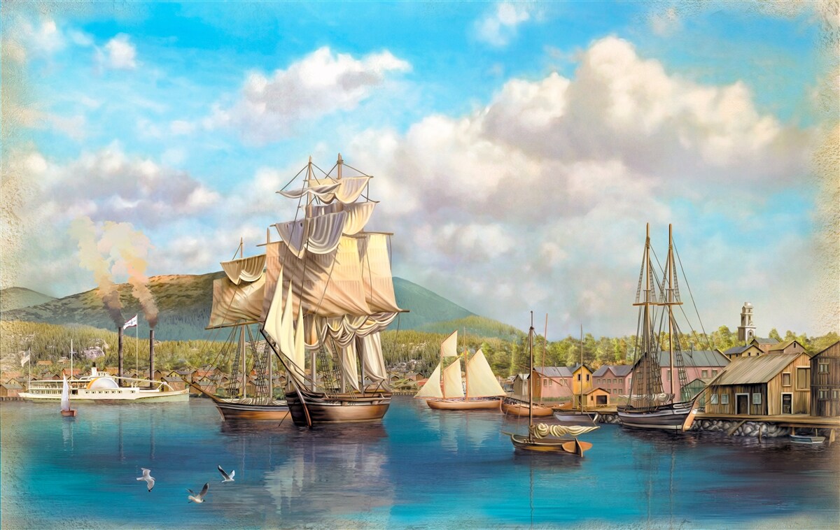 Papier peint des voiliers de différentes tailles amarrés