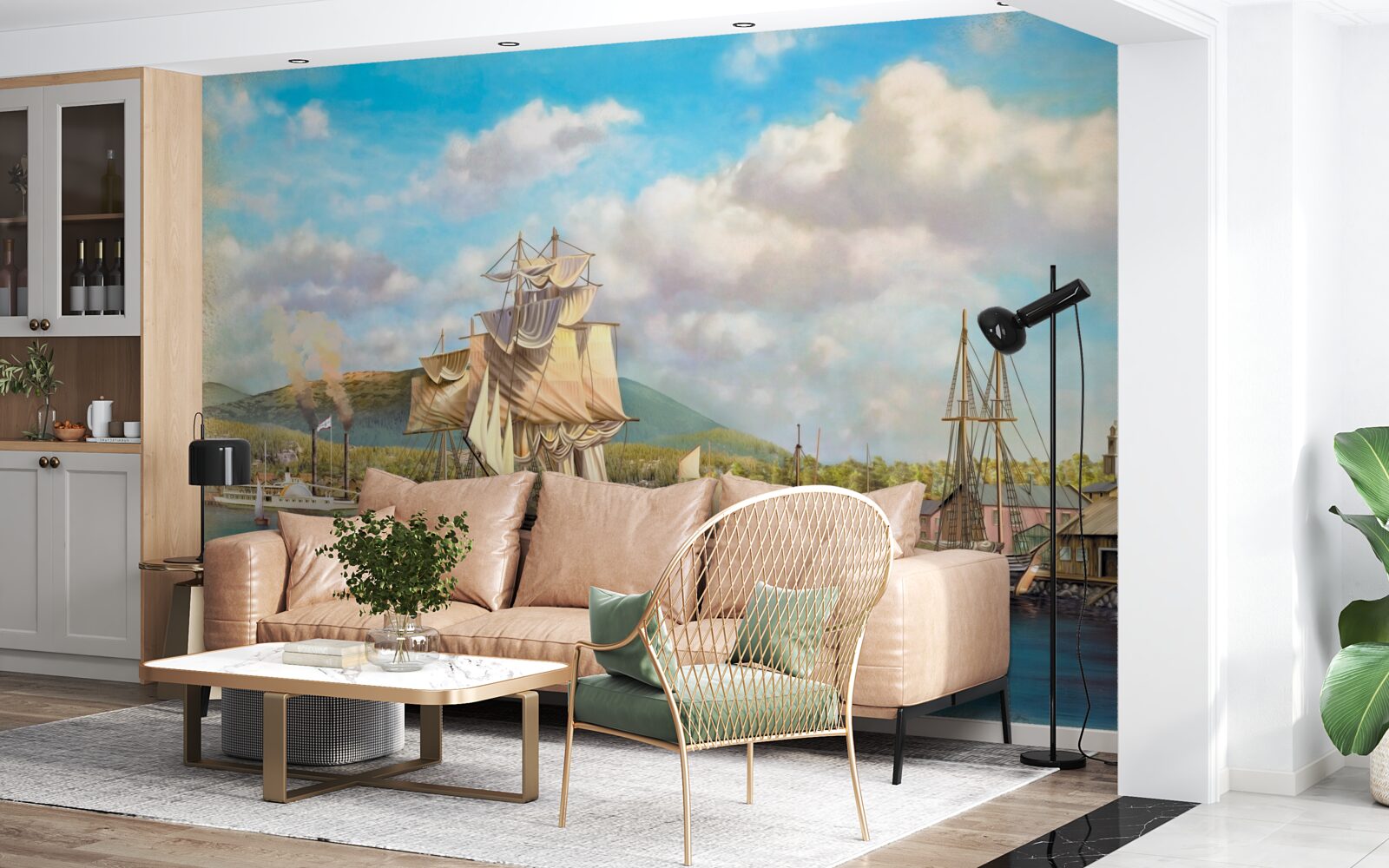 Papier peint des voiliers de différentes tailles amarrés