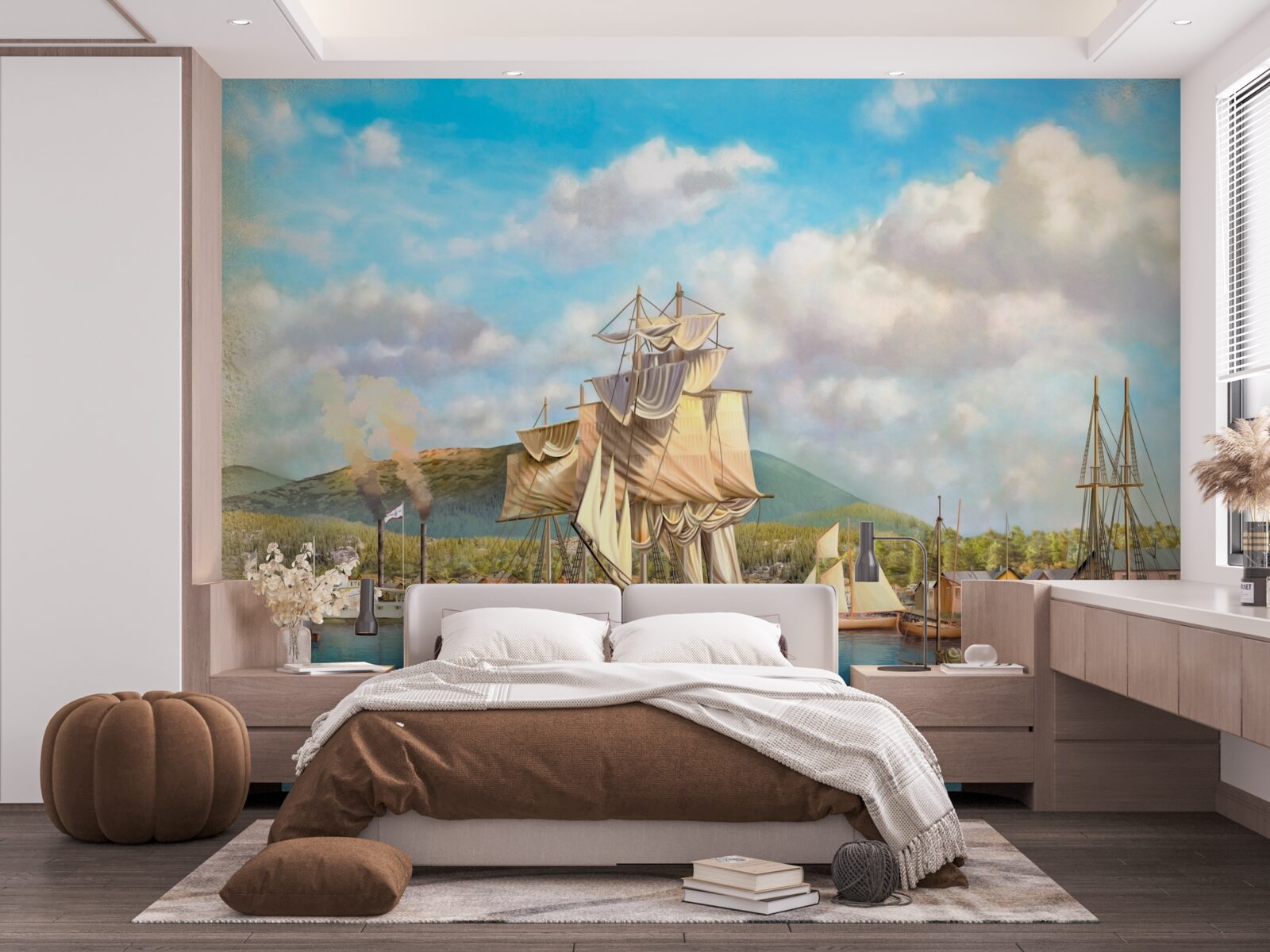 Papier peint des voiliers de différentes tailles amarrés