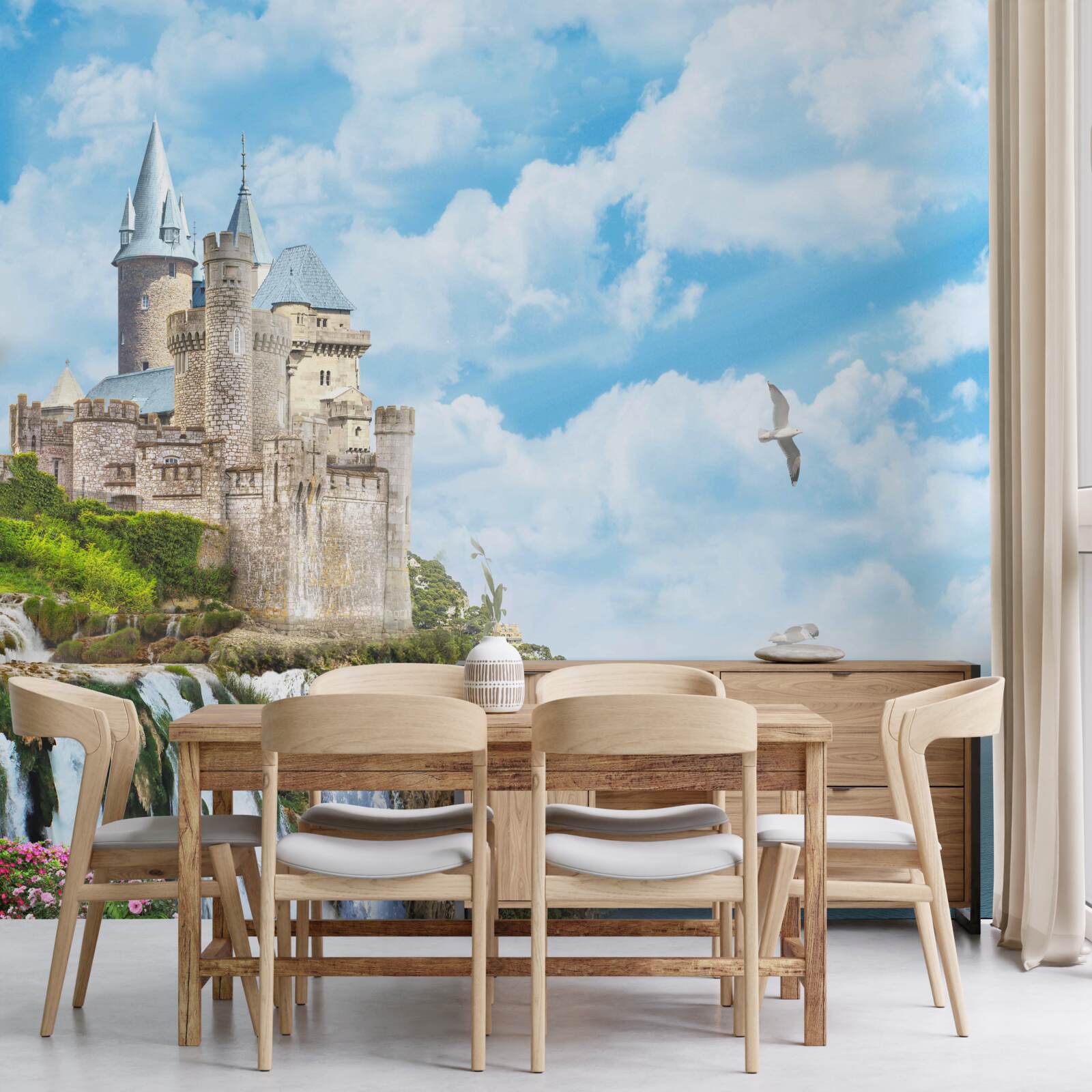 Papier peint palais magique sur la falaise