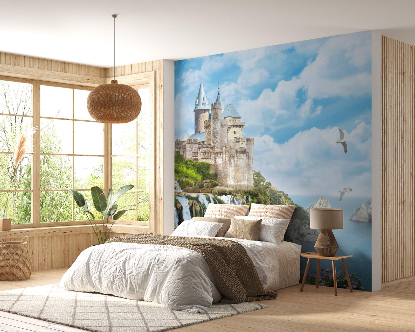 Papier peint palais magique sur la falaise