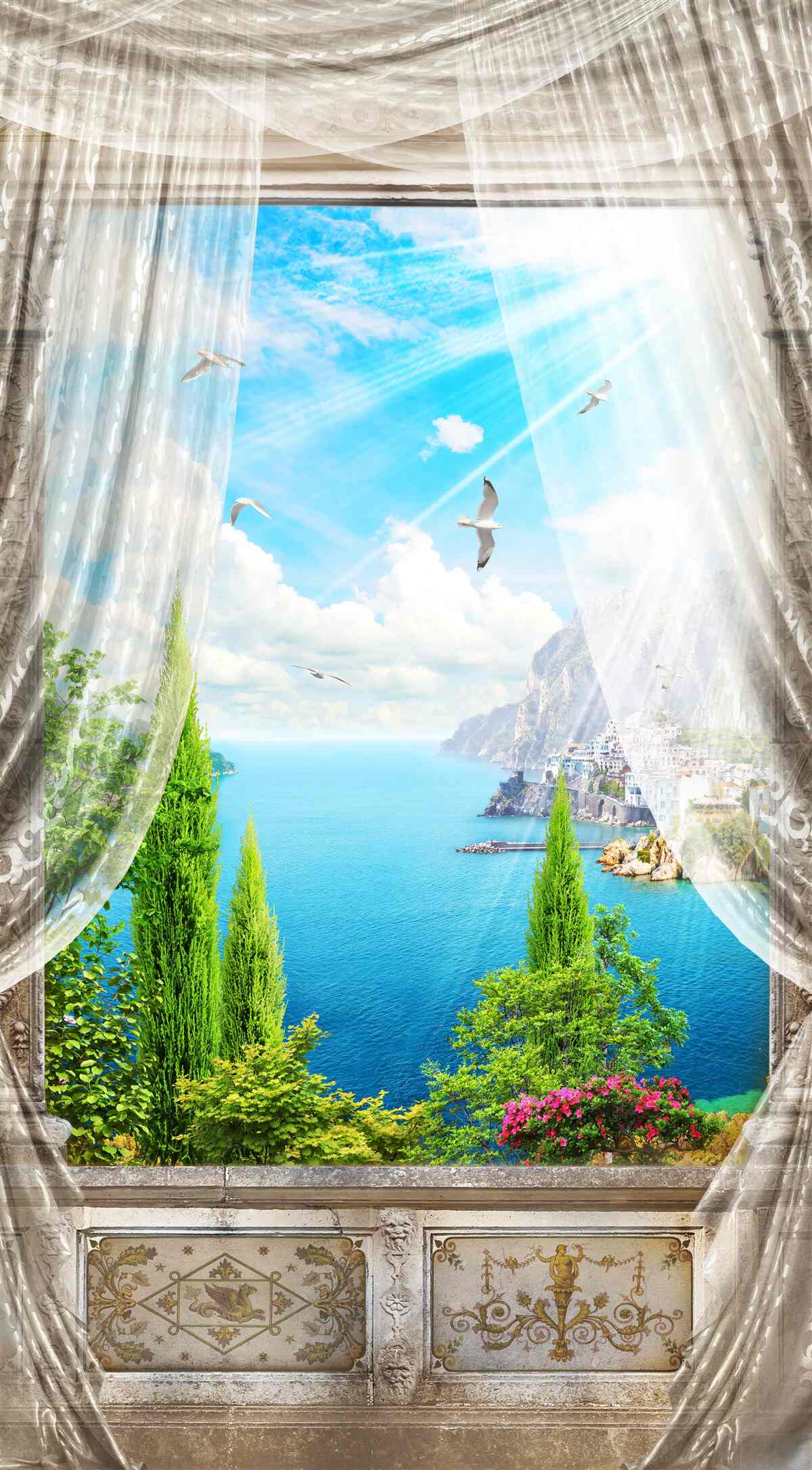 Papier peint vue de la fenêtre