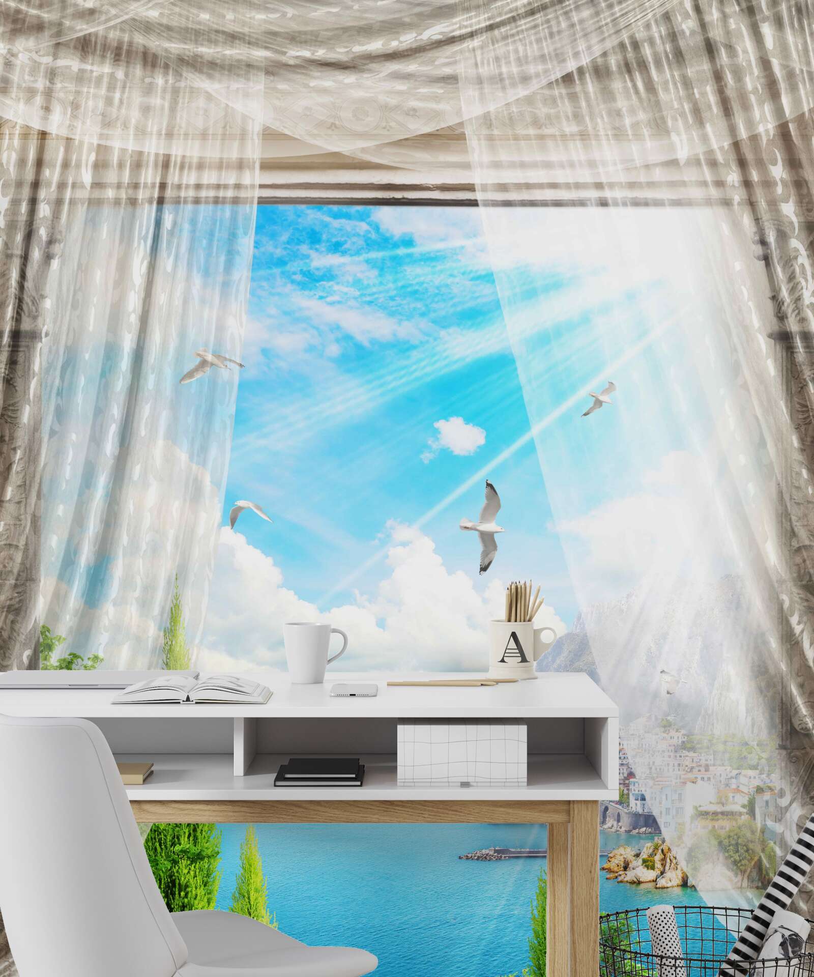 Papier peint vue de la fenêtre