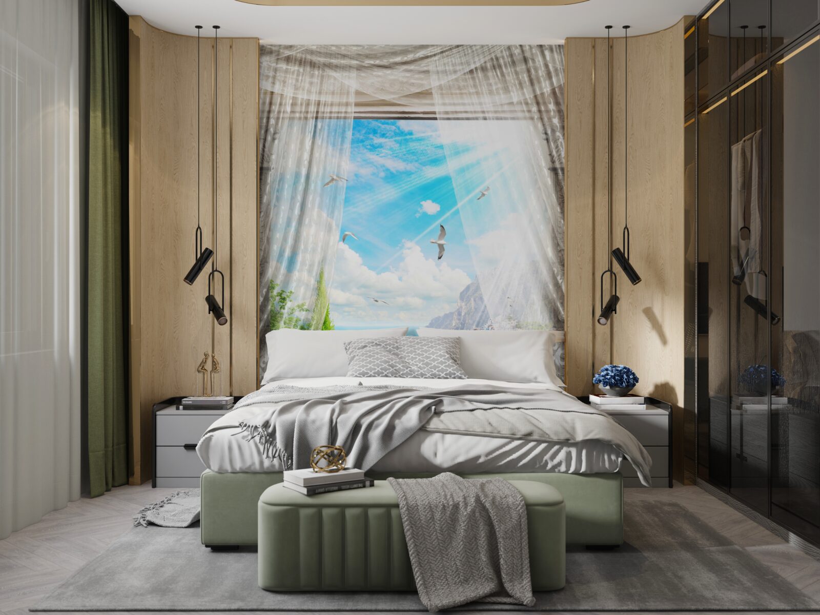 Papier peint vue de la fenêtre