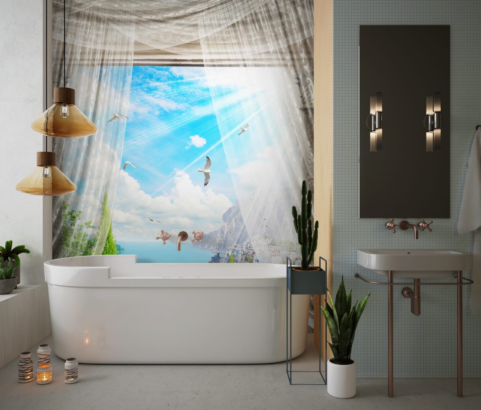 Papier peint vue de la fenêtre