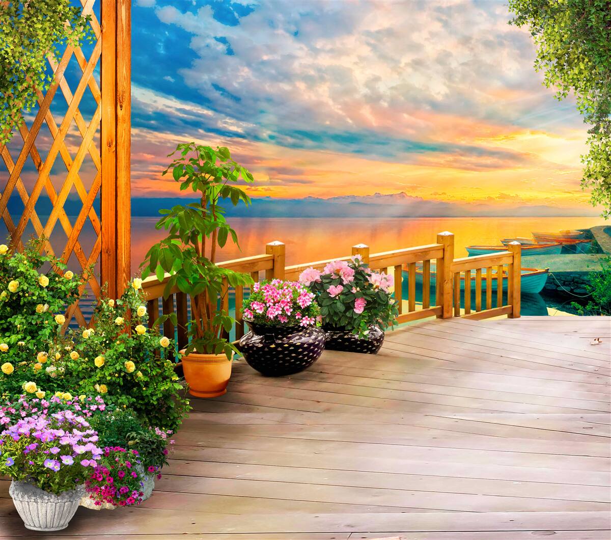 Papier peint des fleurs en pots de différents types