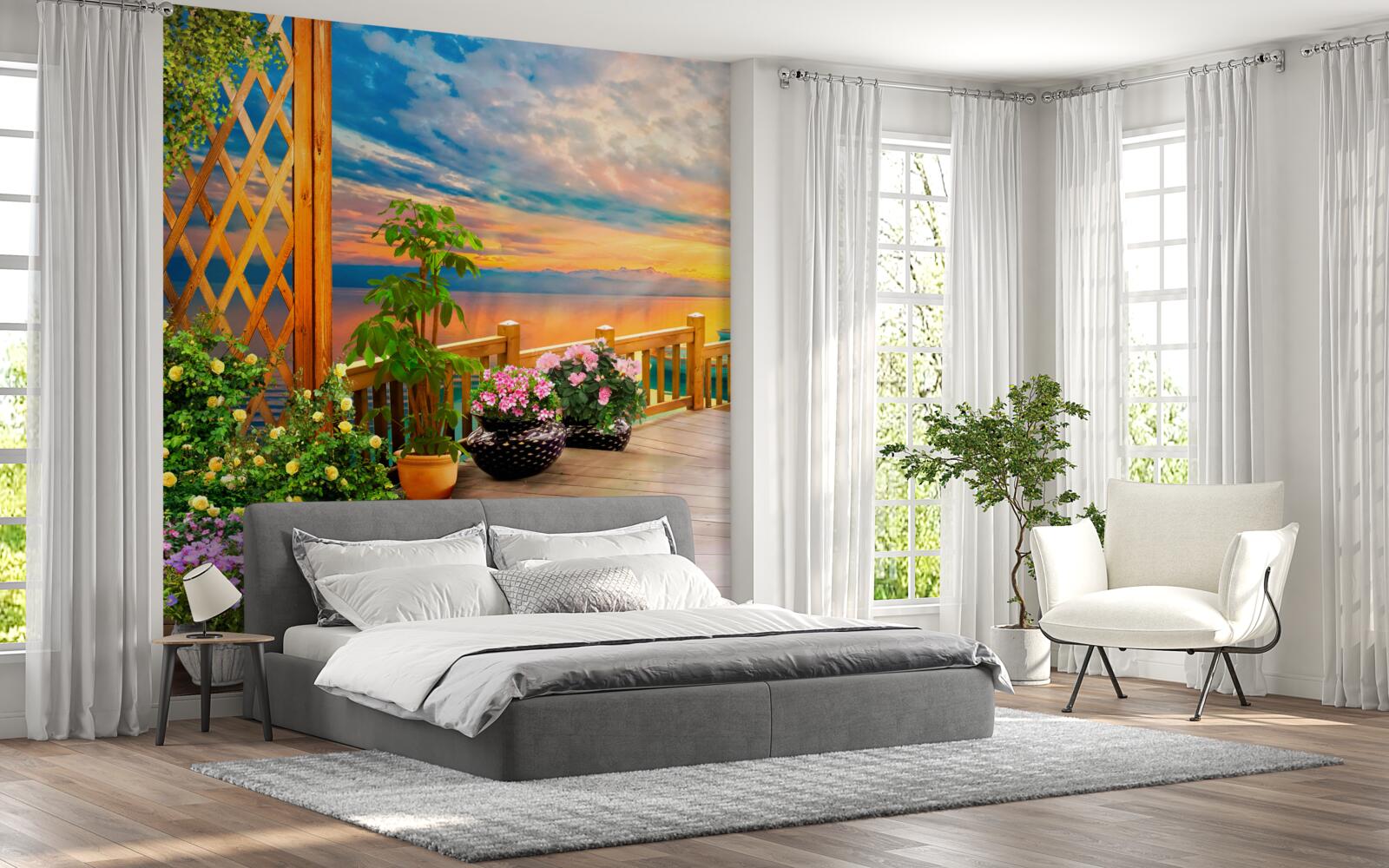 Papier peint des fleurs en pots de différents types