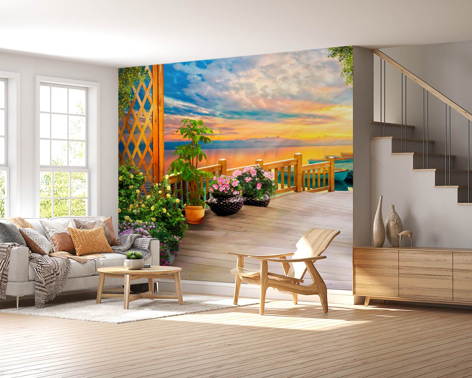 Papier peint des fleurs en pots de différents types