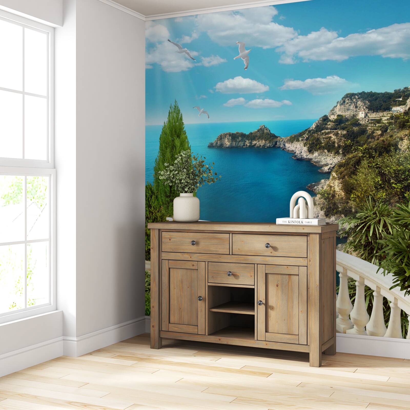 Papier peint vue sur la mer depuis le balcon