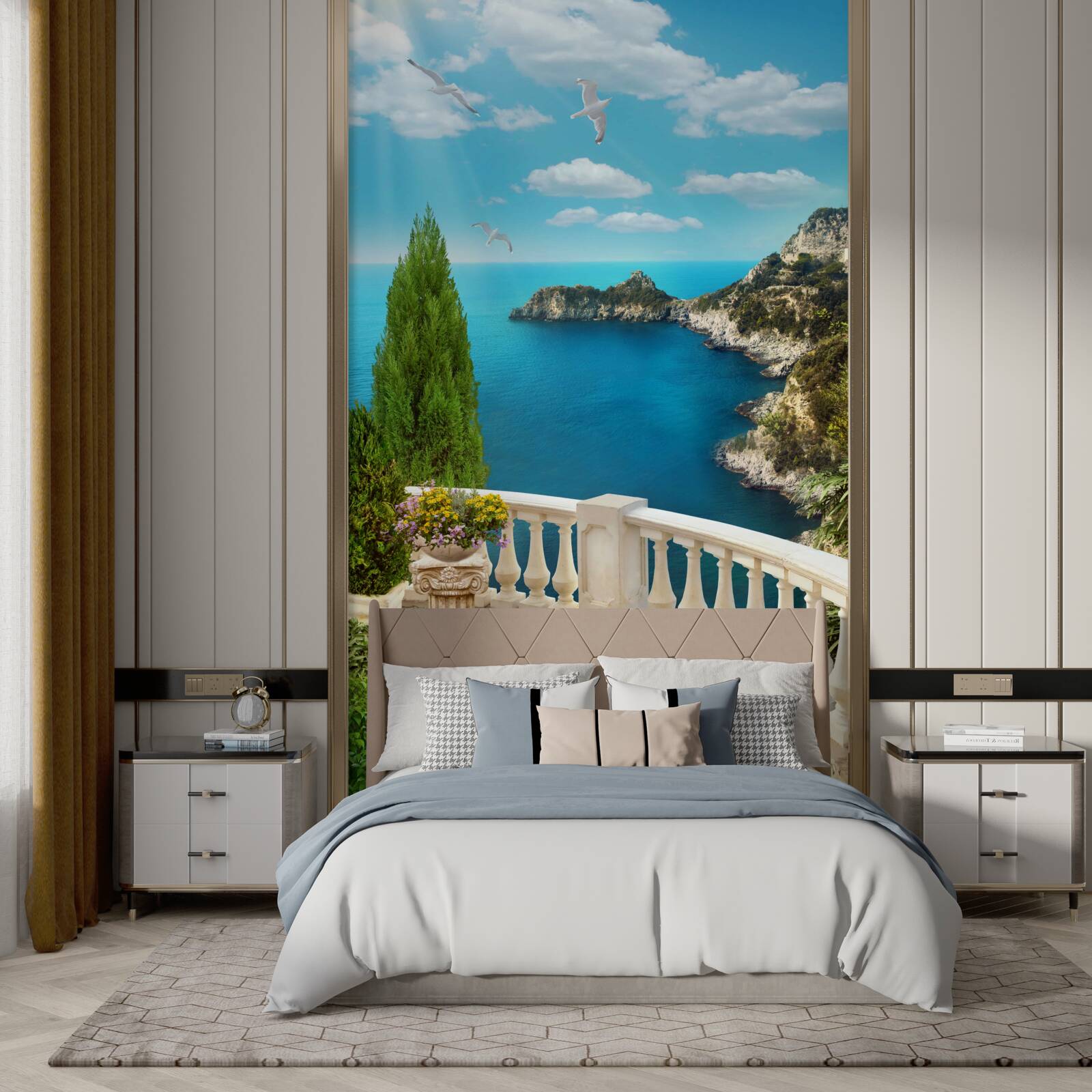 Papier peint vue sur la mer depuis le balcon