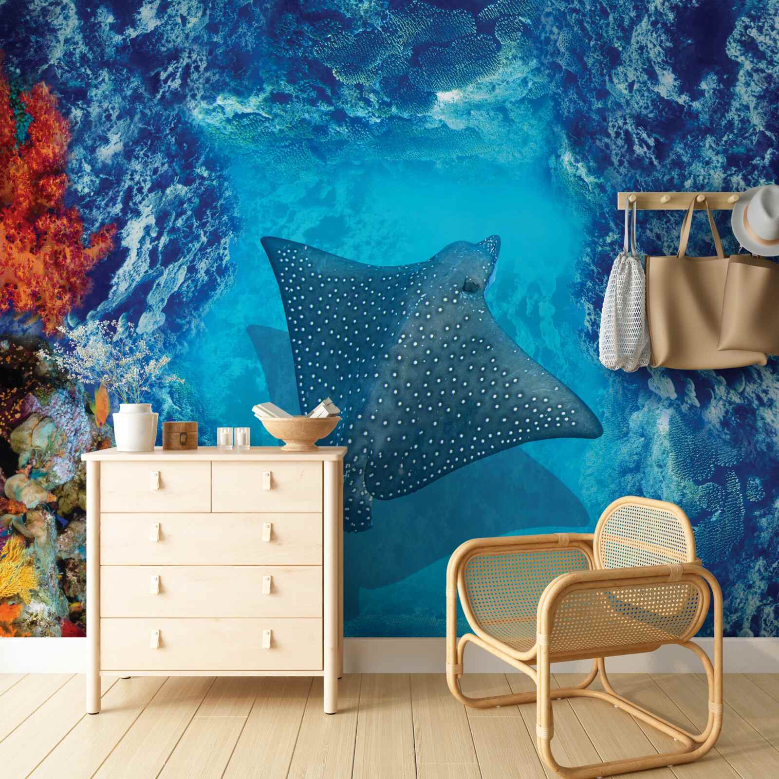 Papier peint raie flottante