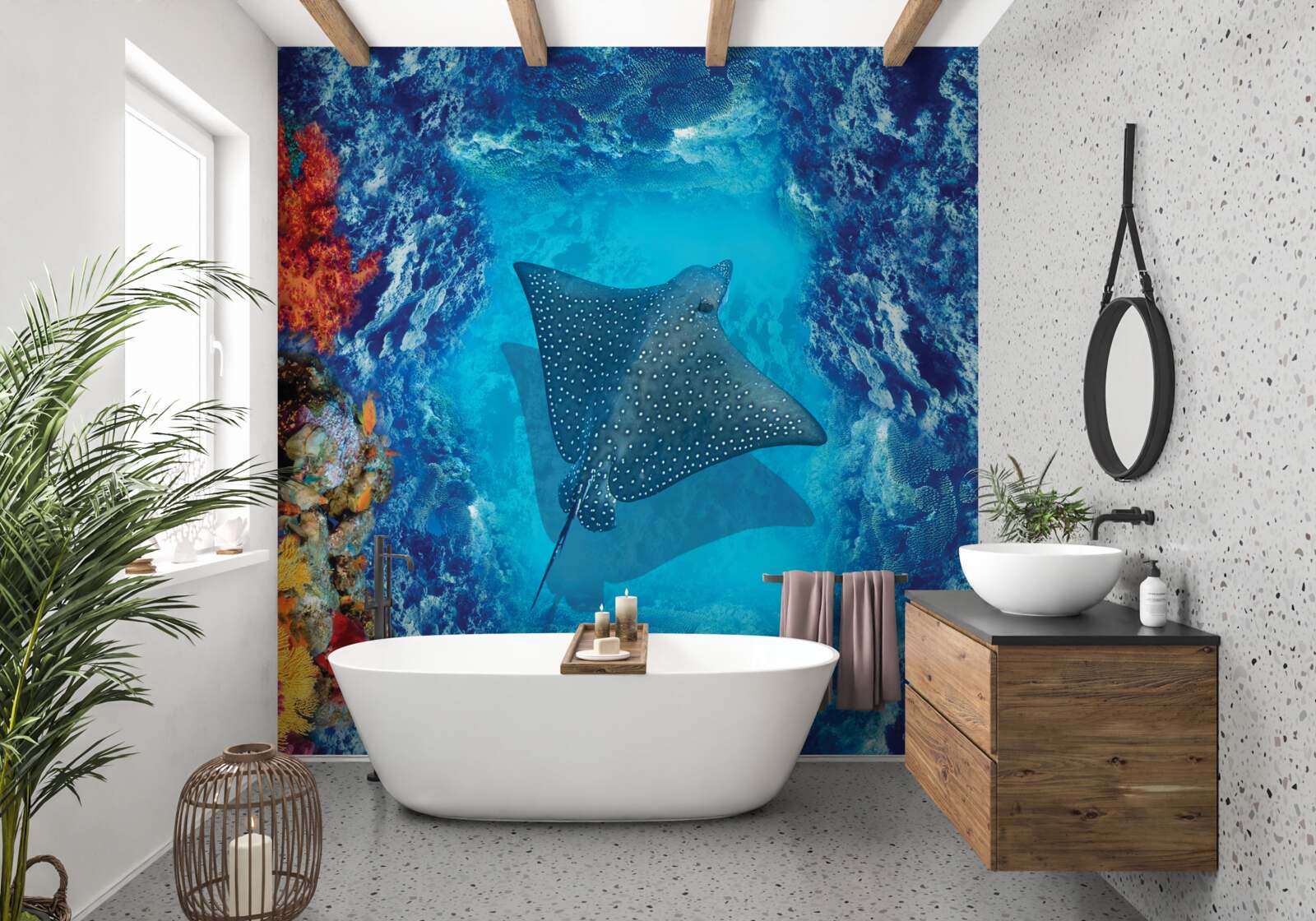 Papier peint raie flottante