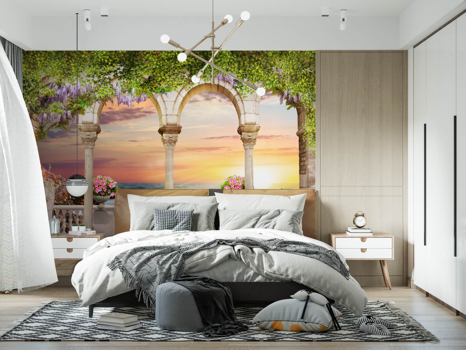 Papier peint véranda fleurie