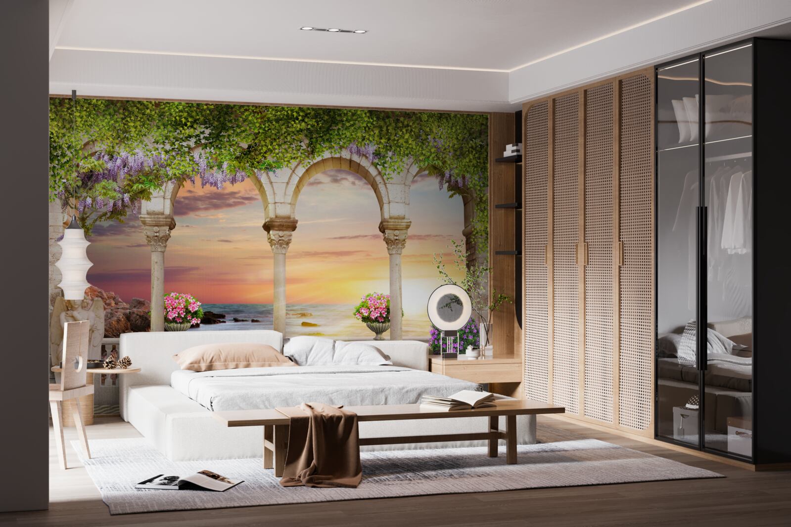 Papier peint véranda fleurie