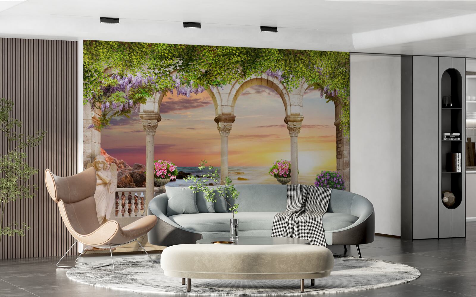 Papier peint véranda fleurie