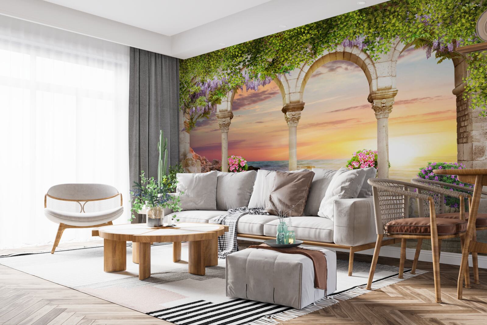 Papier peint véranda fleurie