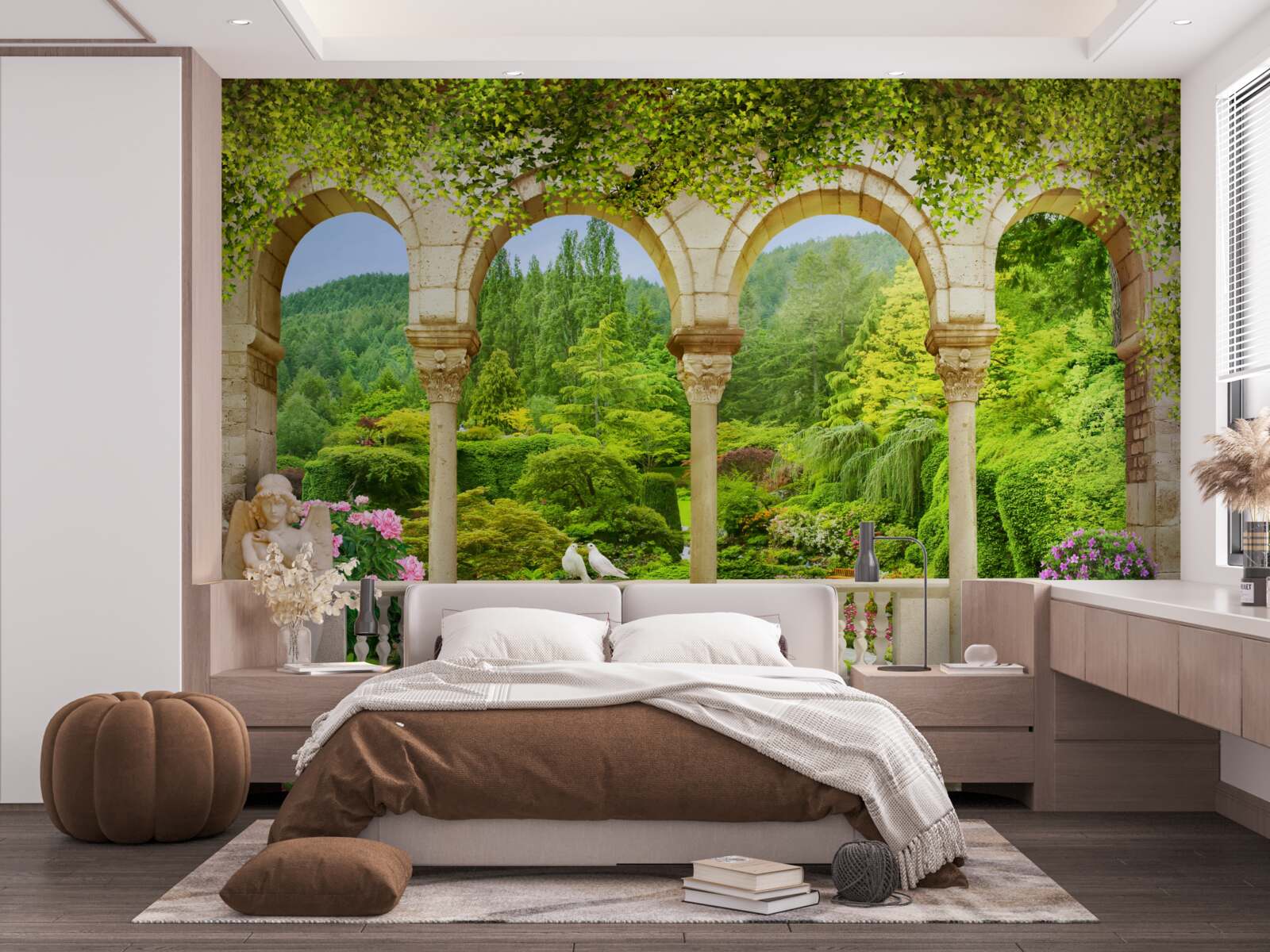 Papier peint balcon avec colonnes arquées