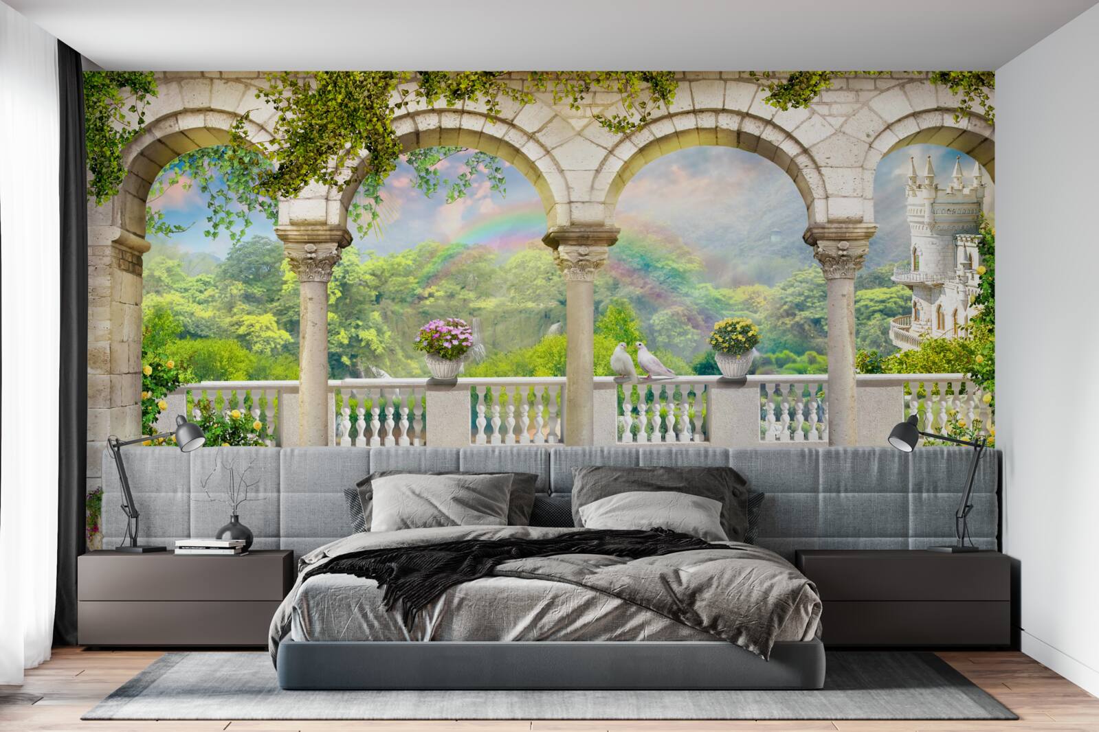 Papier peint palais avec des colonnes en forme d'arcs