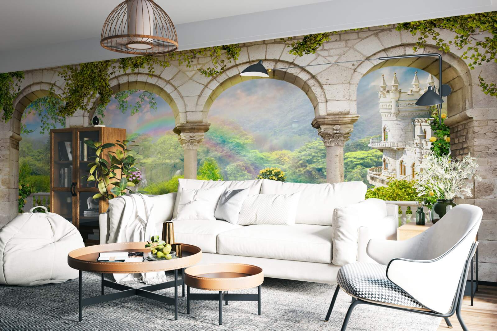 Papier peint palais avec des colonnes en forme d'arcs