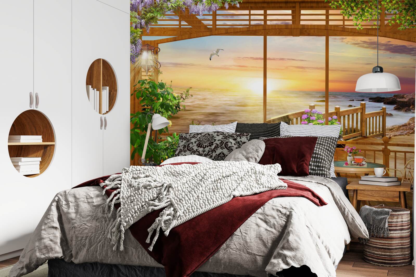 Papier peint terrasse avec vue sur la mer