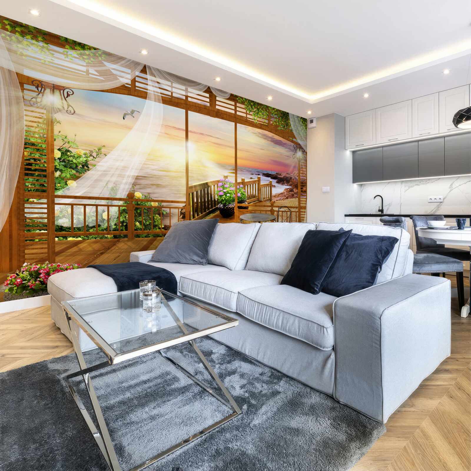 Papier peint beau balcon avec vue imprenable