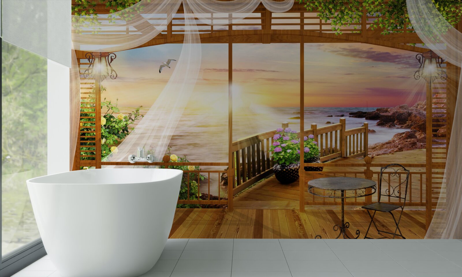 Papier peint beau balcon avec vue imprenable