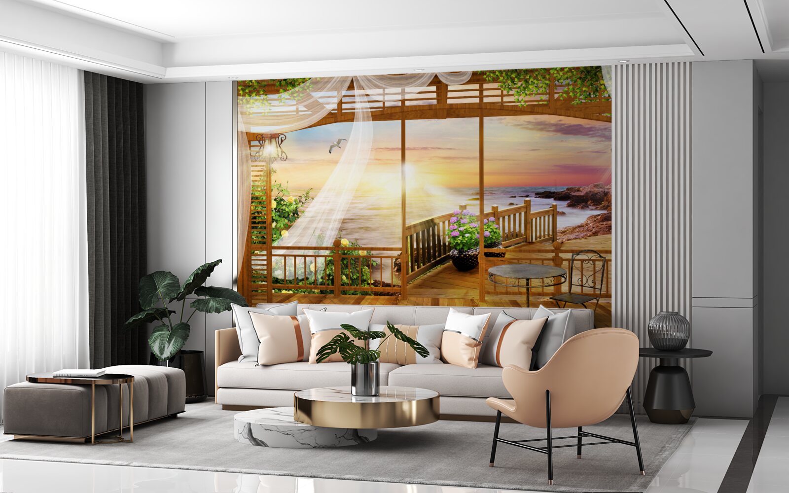 Papier peint beau balcon avec vue imprenable