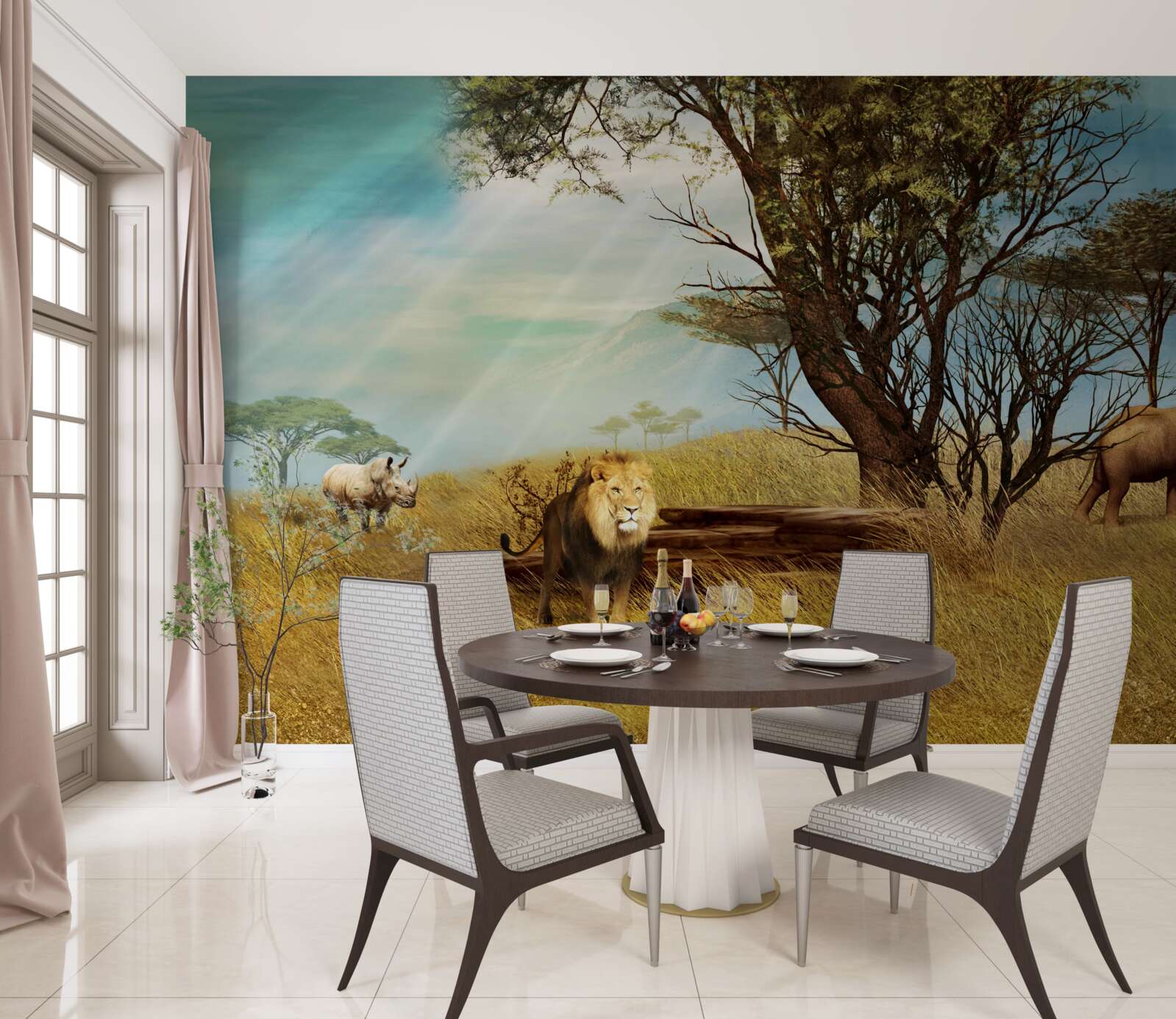 Papier peint promenade des animaux africains