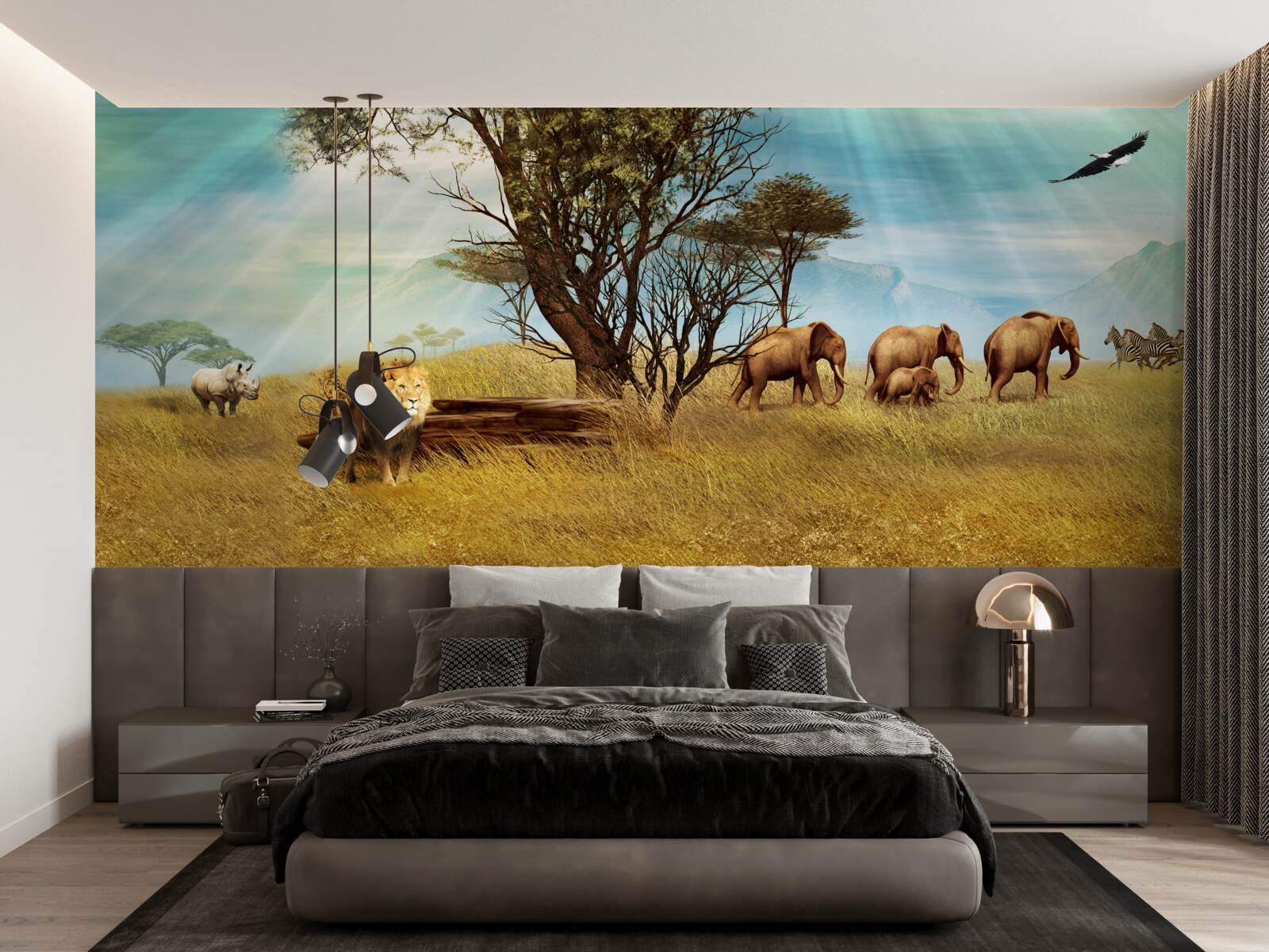 Papier peint promenade des animaux africains