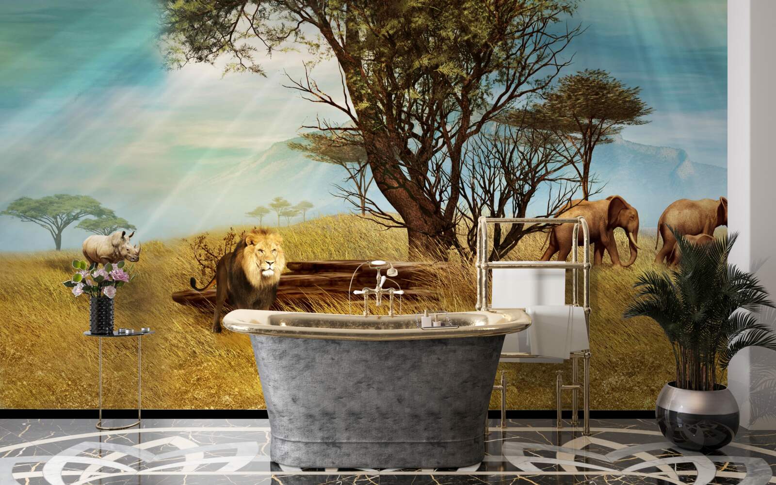 Papier peint promenade des animaux africains