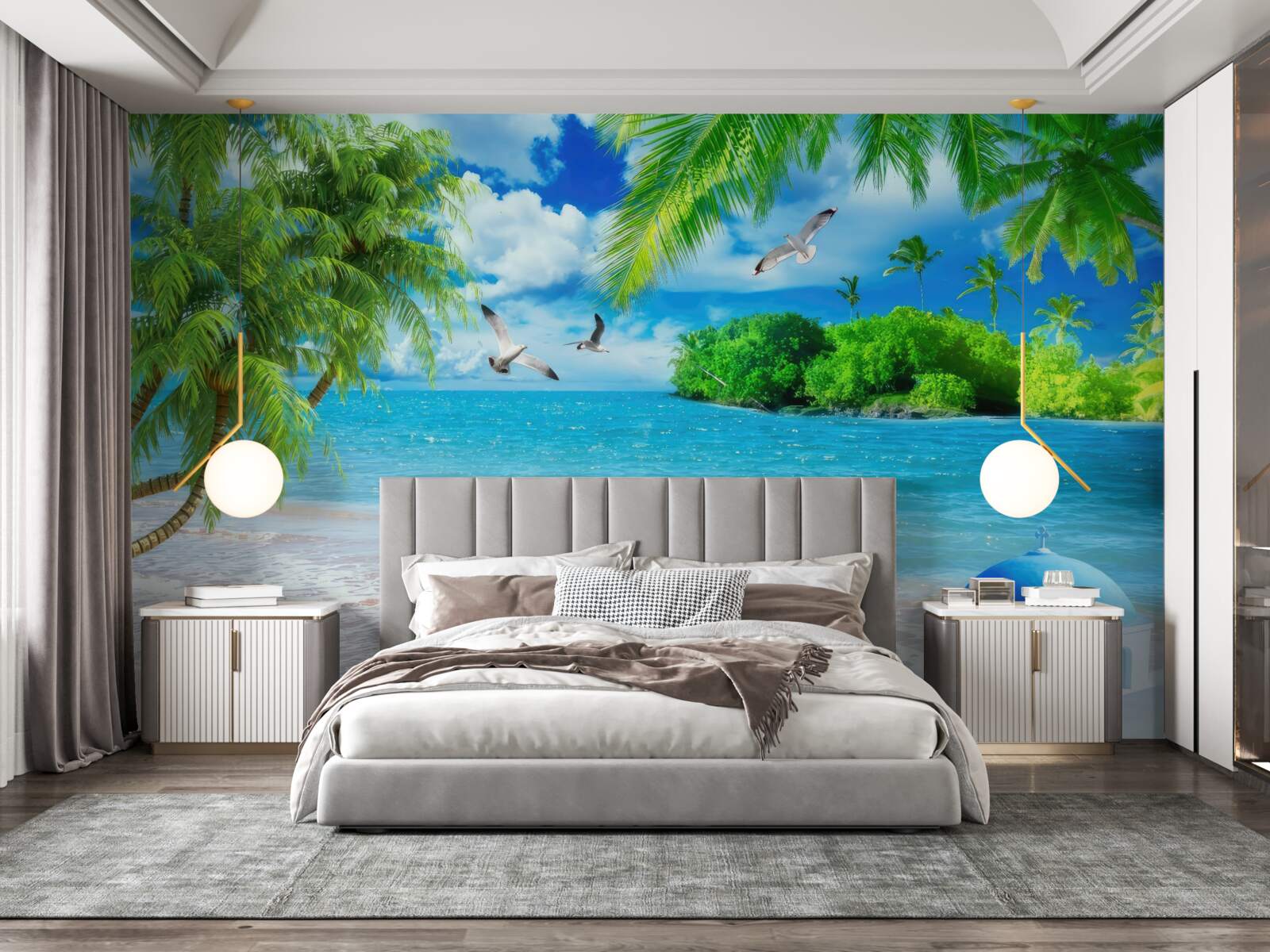 Papier peint temple au bord de la mer