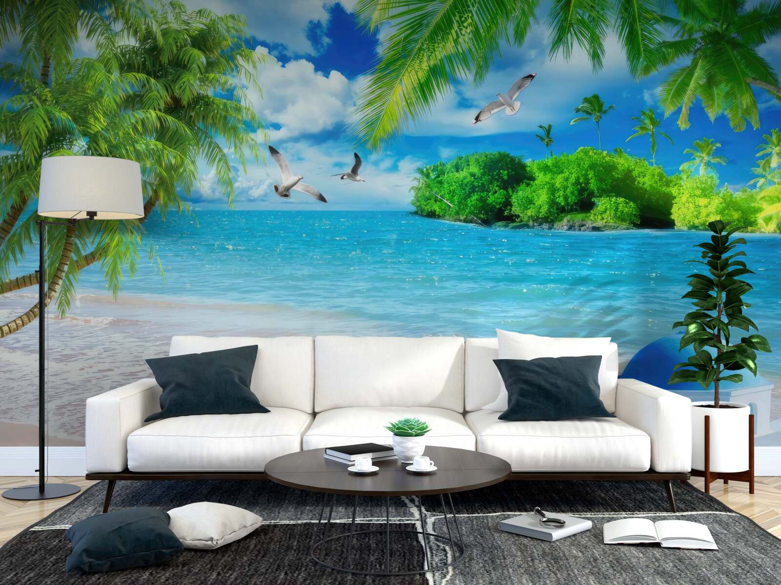 Papier peint temple au bord de la mer