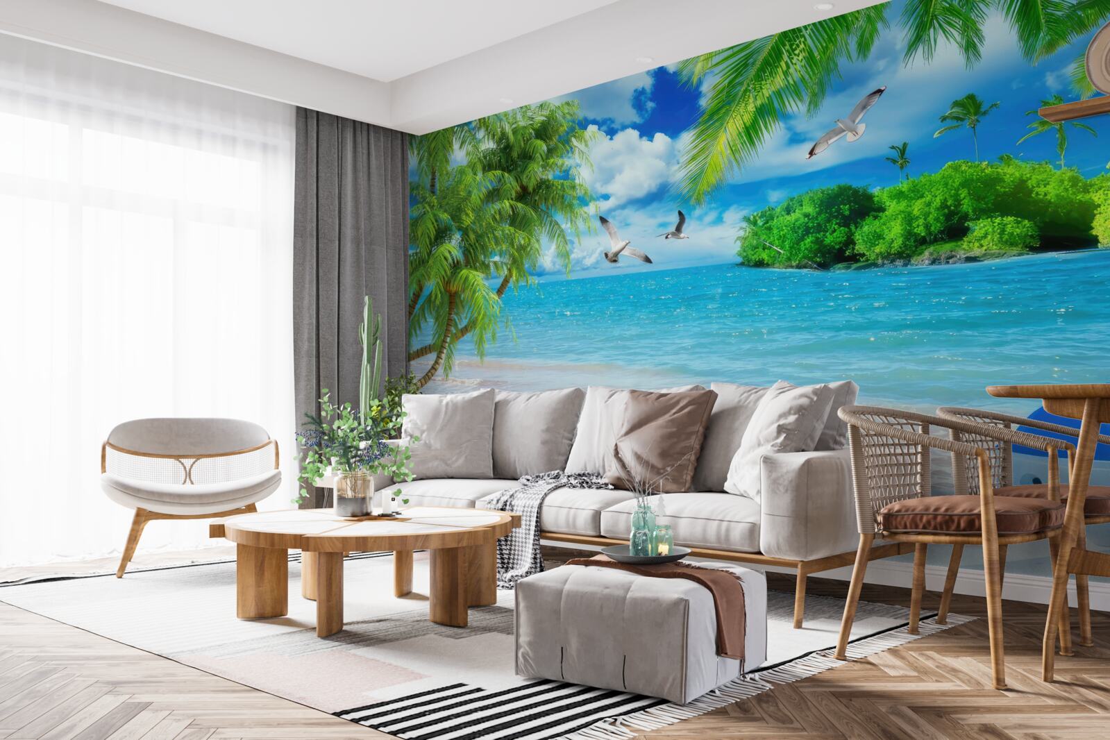 Papier peint temple au bord de la mer