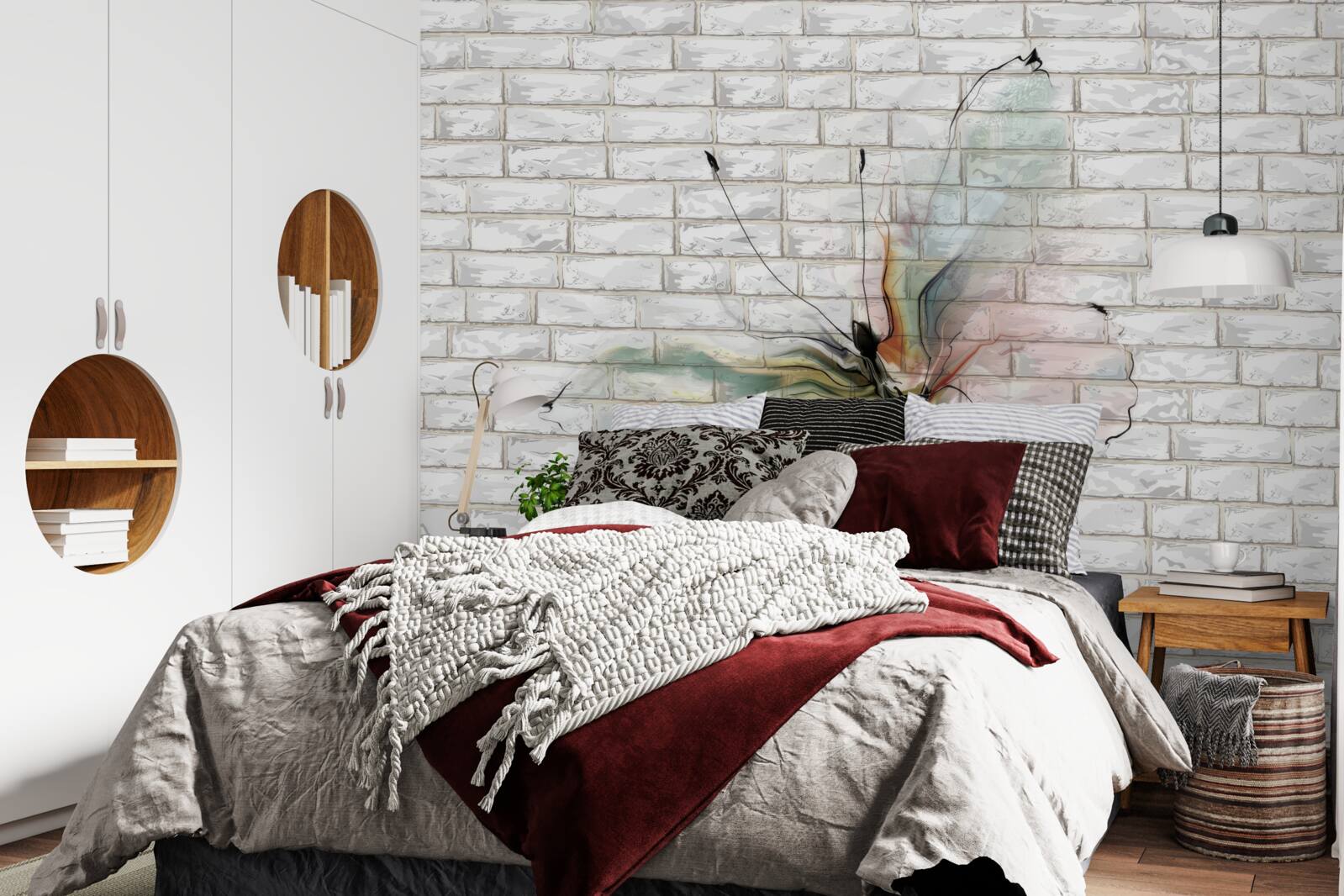 Papier peint papillon aux ailes transparentes sur un mur