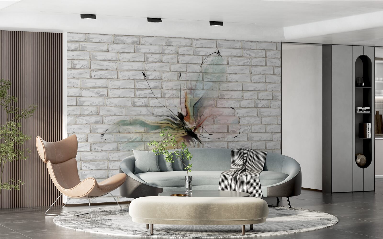 Papier peint papillon aux ailes transparentes sur un mur