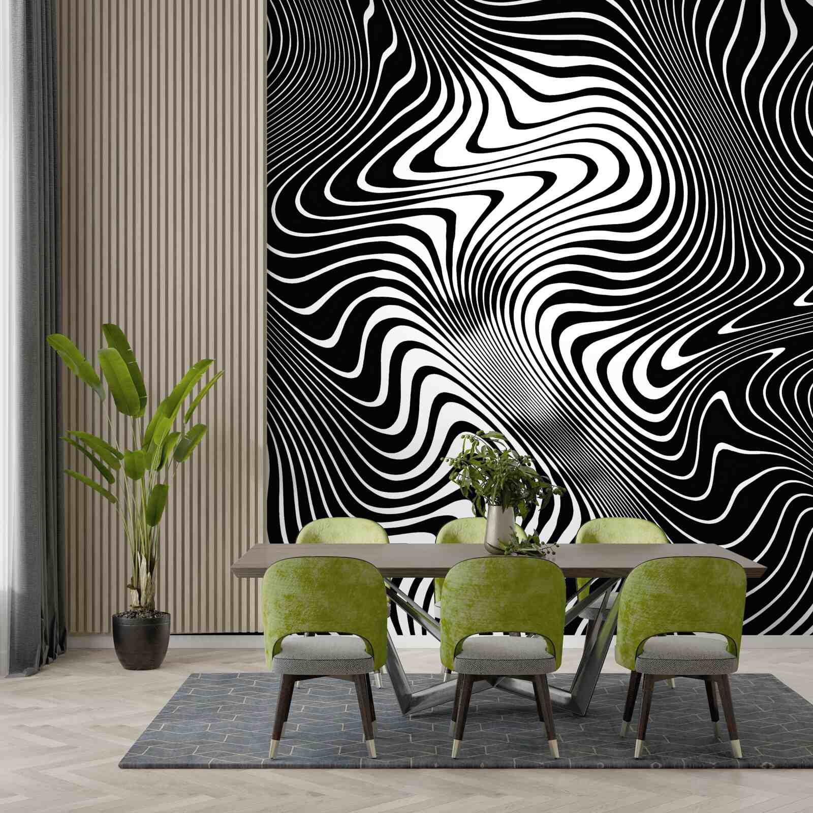 Papier peint Image d'une fille avec des contours abstraits